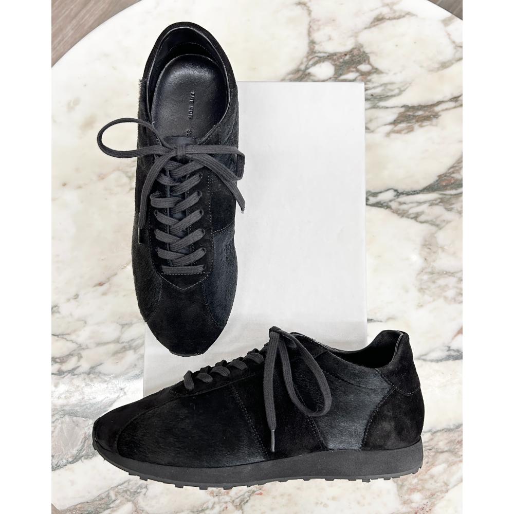 The Row Mica sneakers in black suede & pony hair ~ Size 9