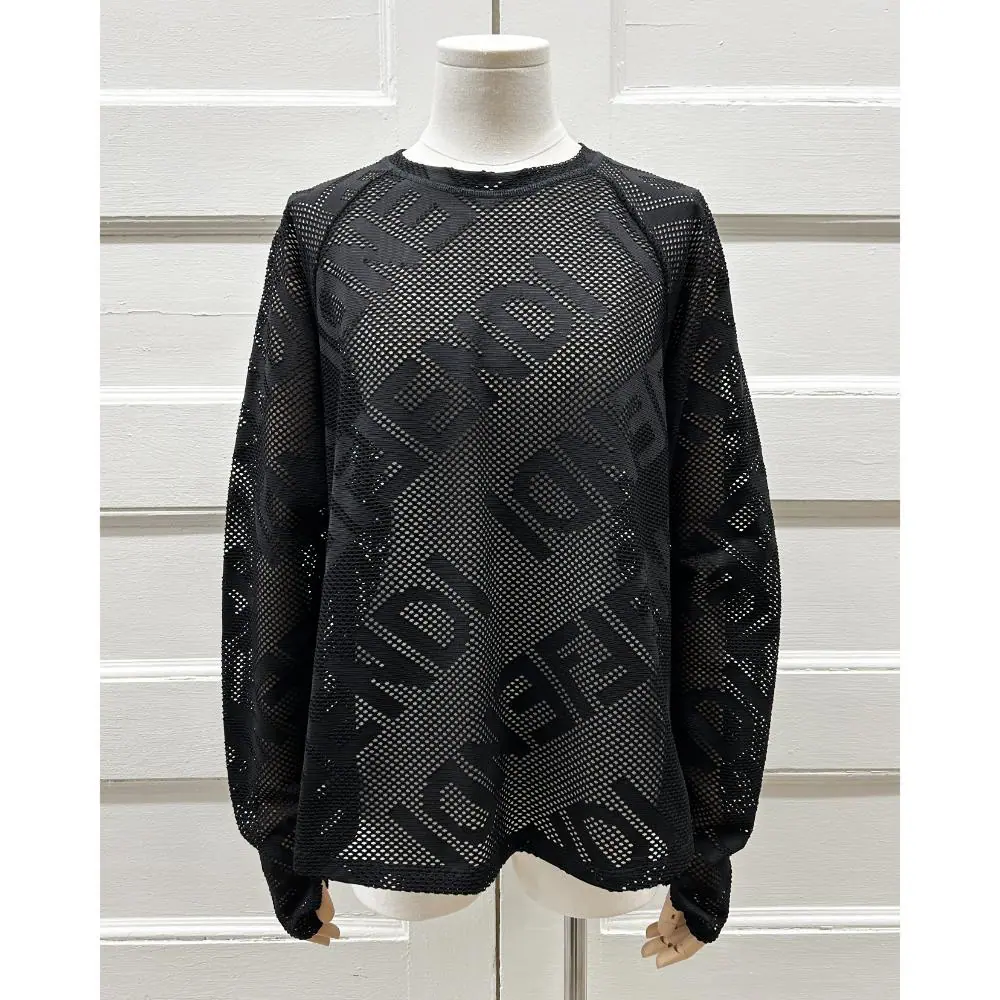 Fendi black long sleeve logo mesh top ~ Fits sizes 2-6