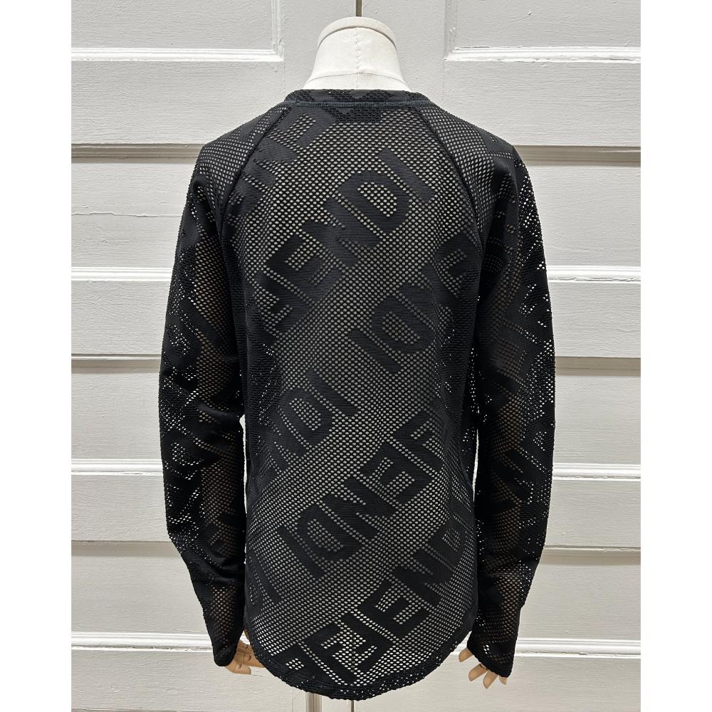 Fendi black long sleeve logo mesh top ~ Fits sizes 2-6