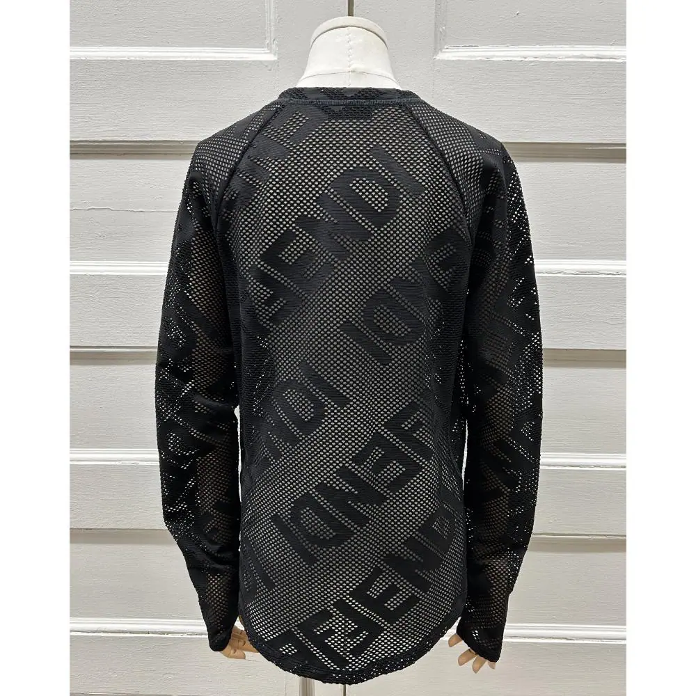 Fendi black long sleeve logo mesh top ~ Fits sizes 2-6