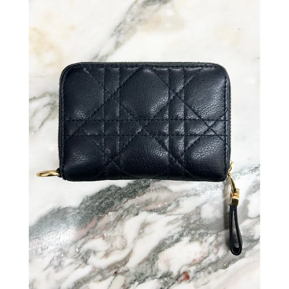 Dior Caro detachable cardholder in black calfskin