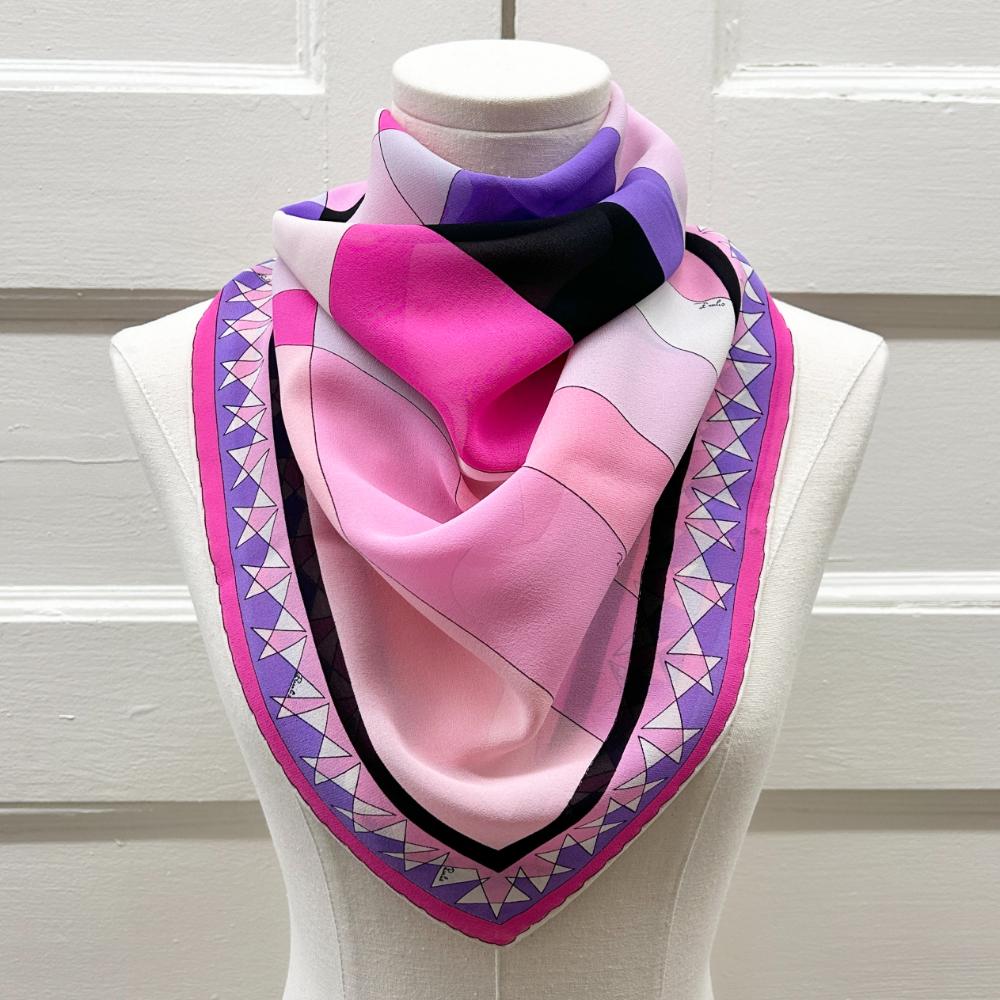 Pucci vintage silk chiffon scarf in pinks & purples