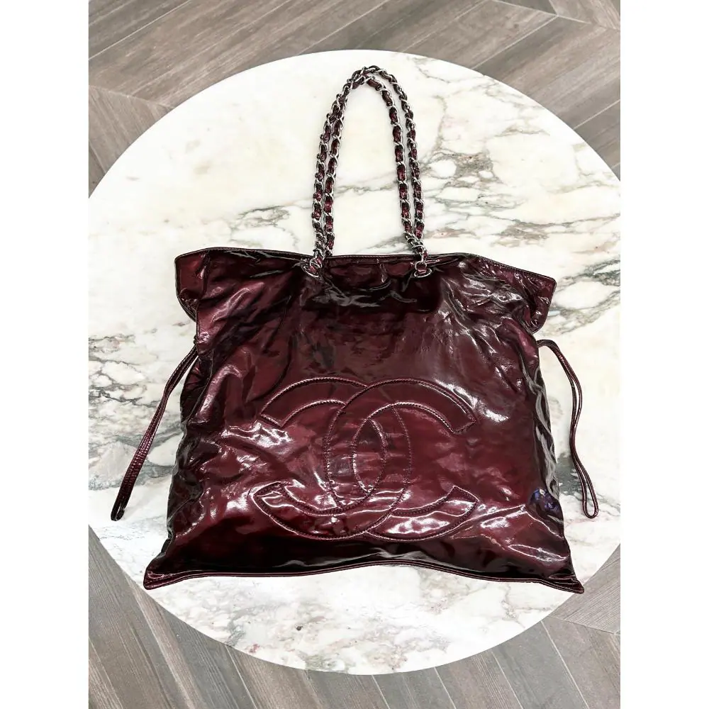 Chanel 2008 Bon Bon Tote in burgundy patent leather