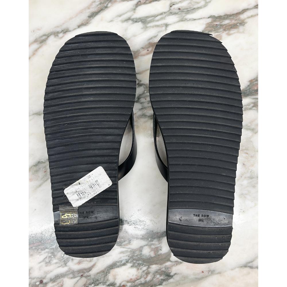 The Row City Flip Flop in black leather ~ Size 7.5
