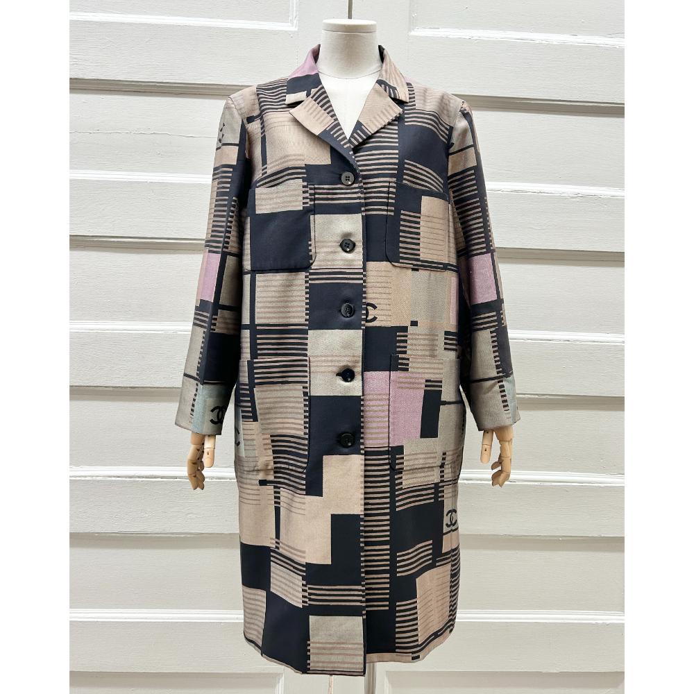 Chanel 2001 square print silk & cotton jacket ~ Size 16