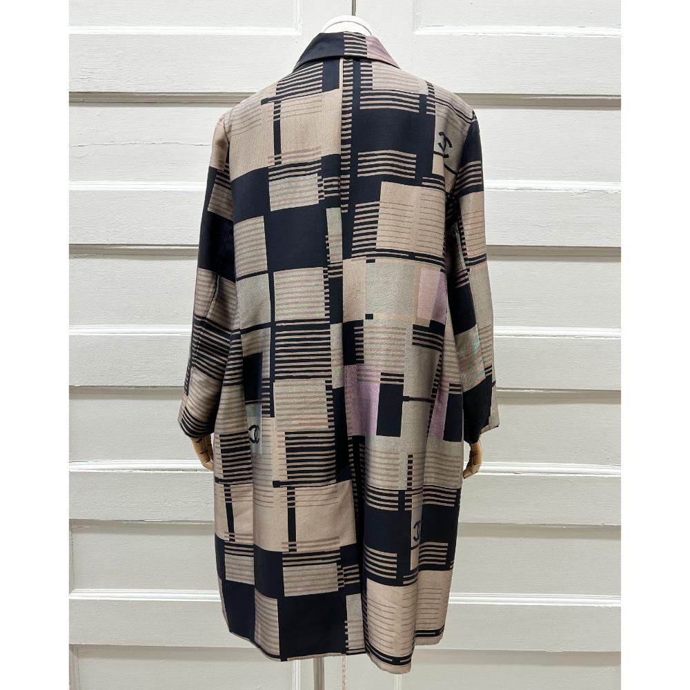 Chanel 2001 square print silk & cotton jacket ~ Size 16