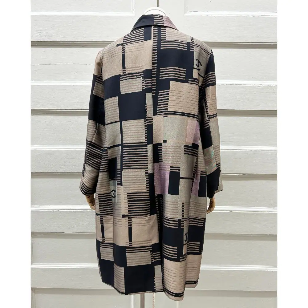 Chanel 2001 square print silk & cotton jacket ~ Size 16
