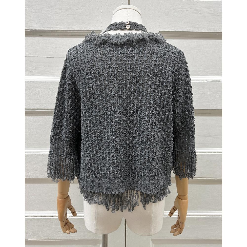 Chanel 2001 grey crochet twinset ~ Size 6/8