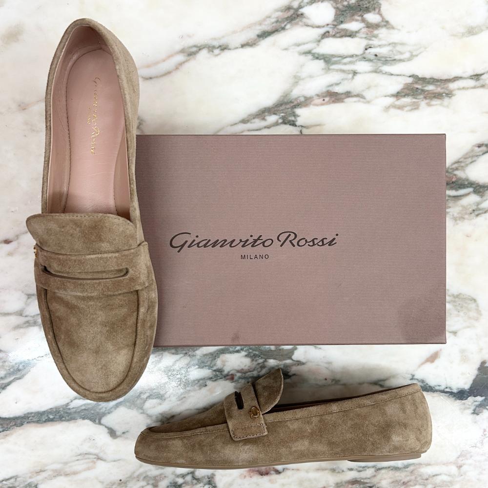 Gianvito Rossi Giorgia camel suede loafers ~ Size 9.5
