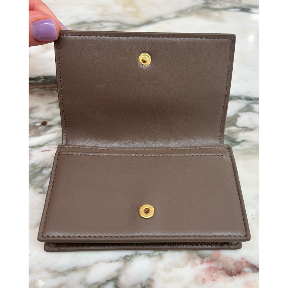 Bottega Veneta Cassette card case in taupe leather
