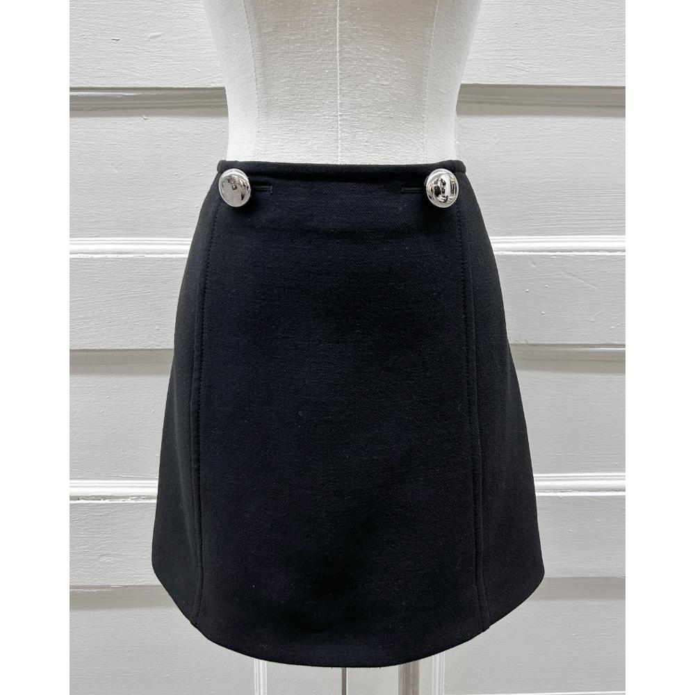 Prada black wool skirt with silver buttons ~ Size 4