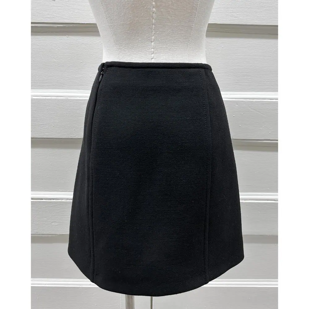 Prada black wool skirt with silver buttons ~ Size 4