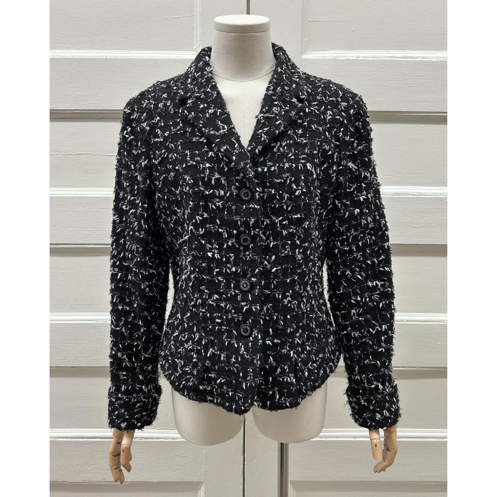 Chanel 2006 black Lesage tweed jacket ~ Size 12