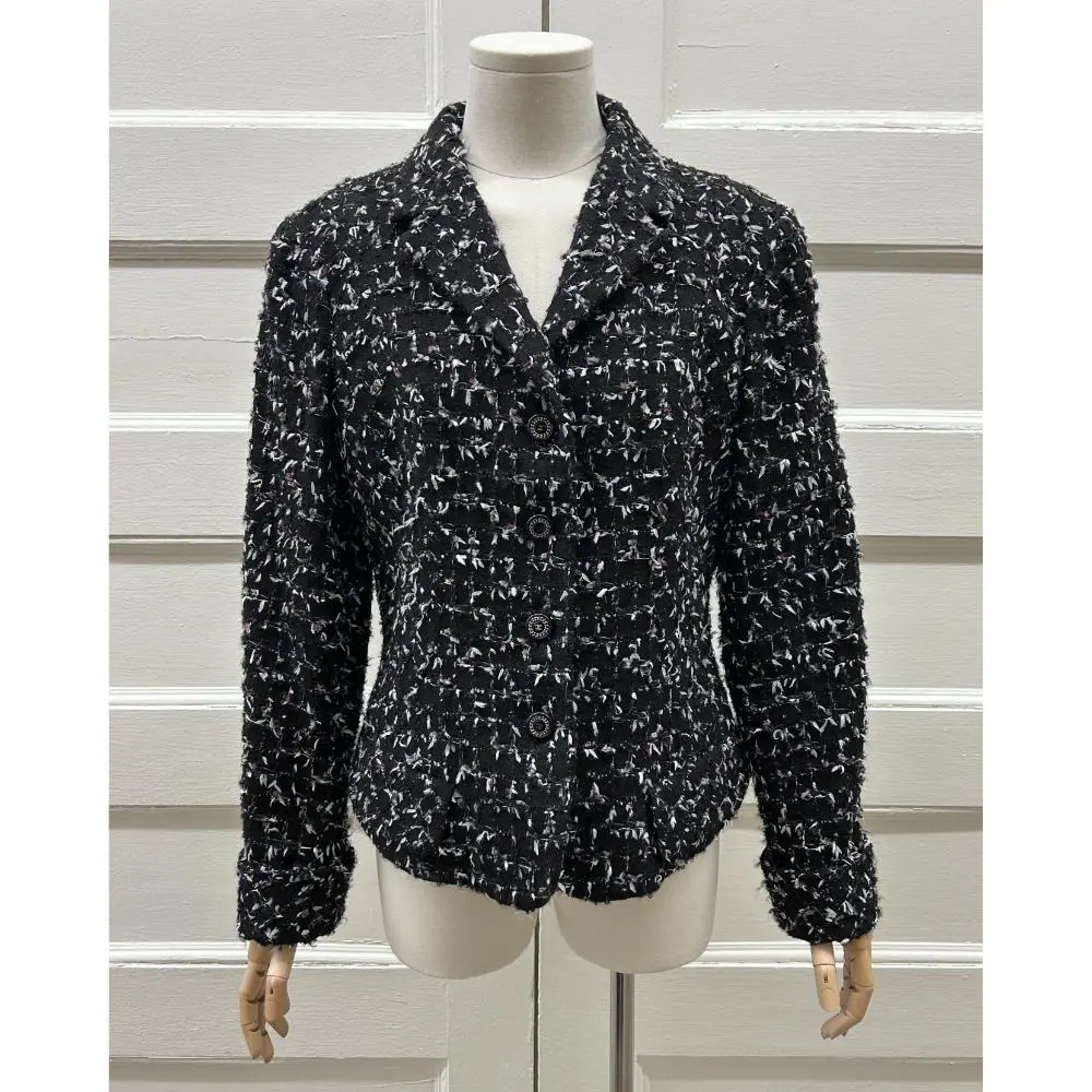 Chanel 2006 black Lesage tweed jacket ~ Size 12