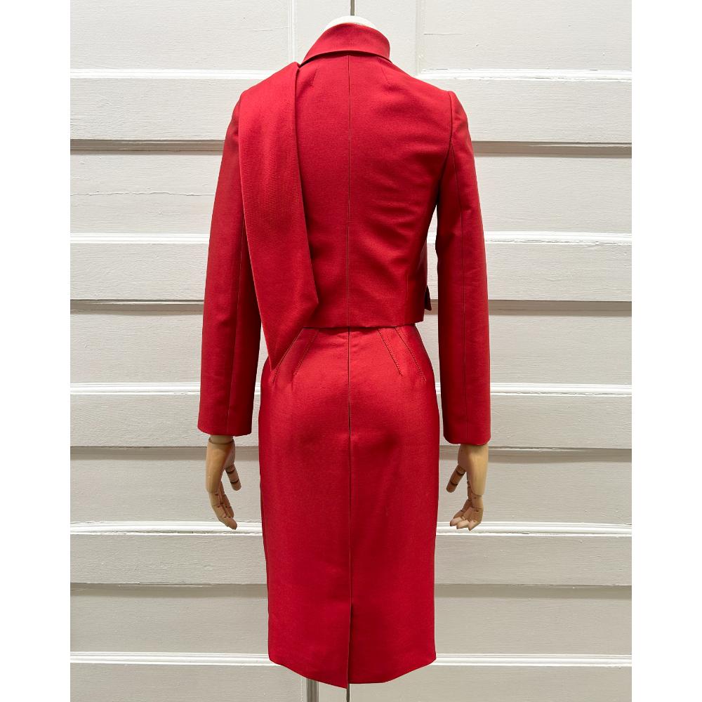 Valentino red silk & wool skirt suit ~ Size 00