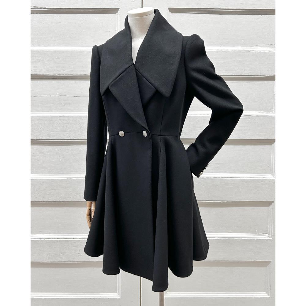 Alexander McQueen black wool peplum coat ~ Size 6