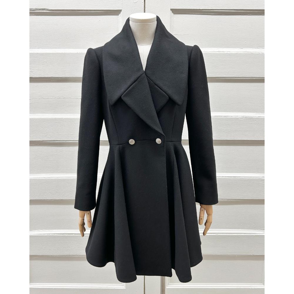 Alexander McQueen black wool peplum coat ~ Size 6