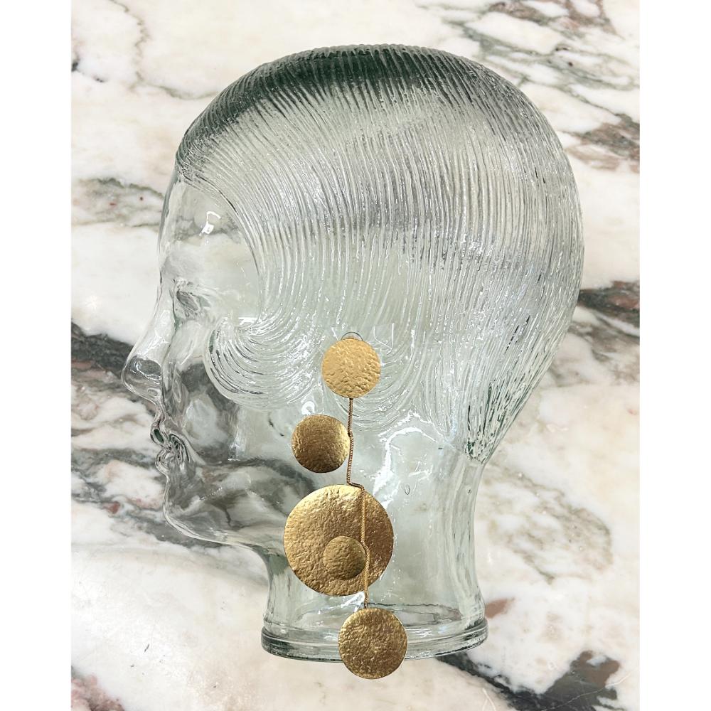 Hervé Van Der Straeten gold plated layer disks drop earrings