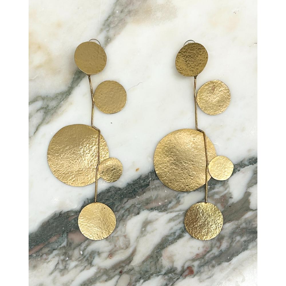 Hervé Van Der Straeten gold plated layer disks drop earrings