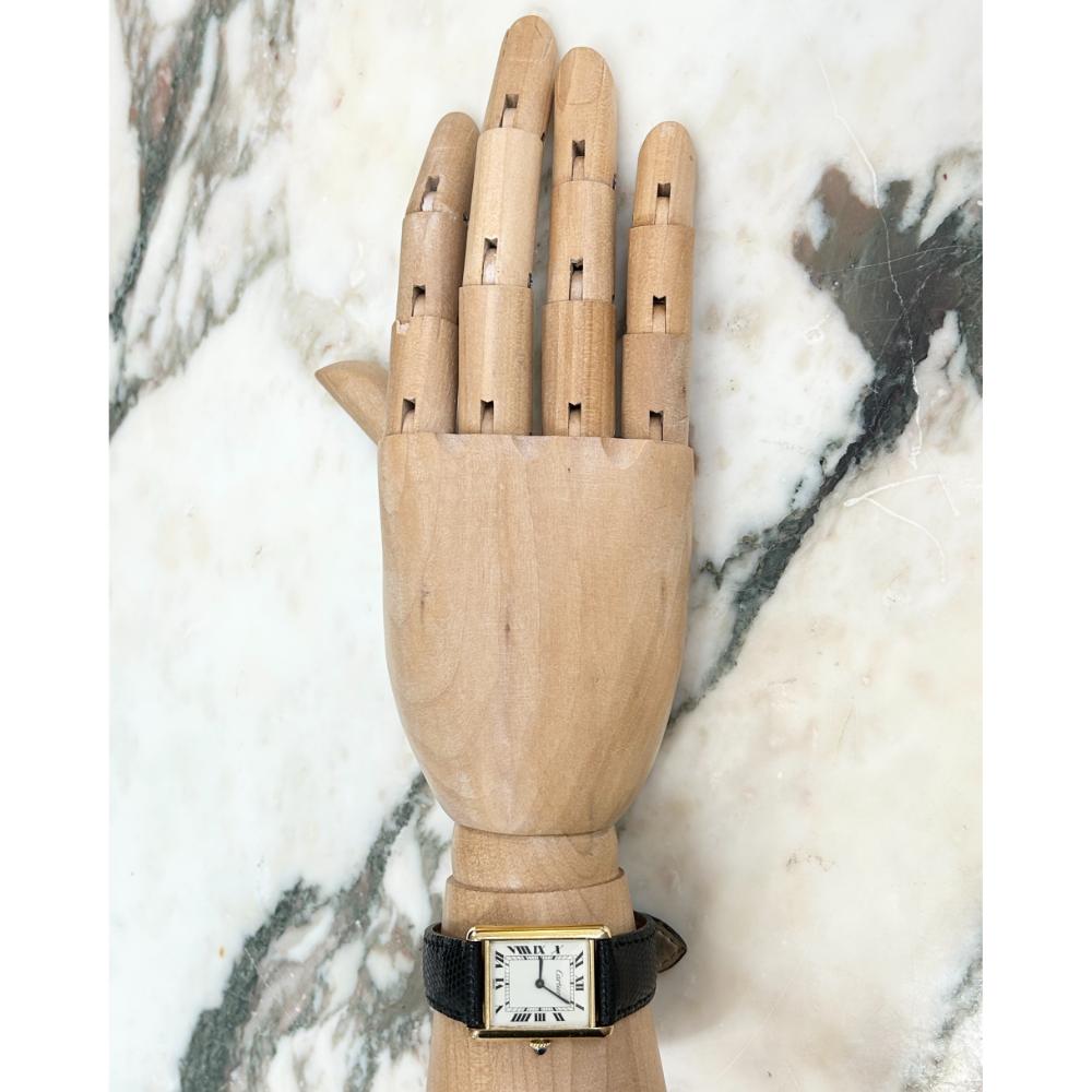 Cartier 1980's gold plated Tank watch with two straps