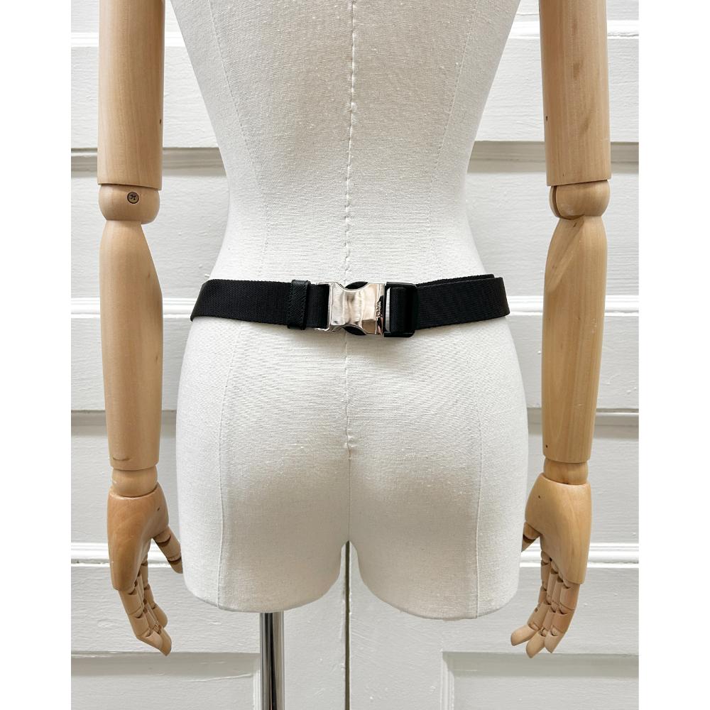 Prada Re-Nylon black logo pouch belt