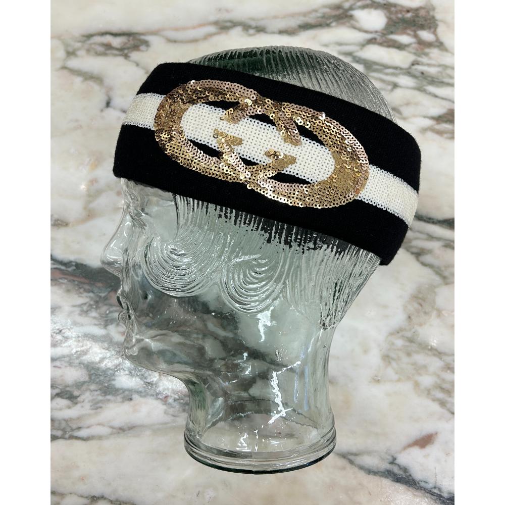 Gucci wool headband w/ sequin logo