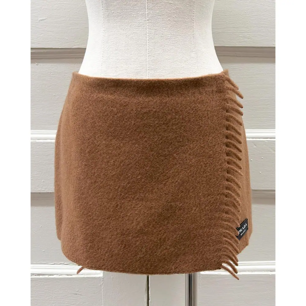 Prada cashmere scarf skirt in camel ~ Size 4
