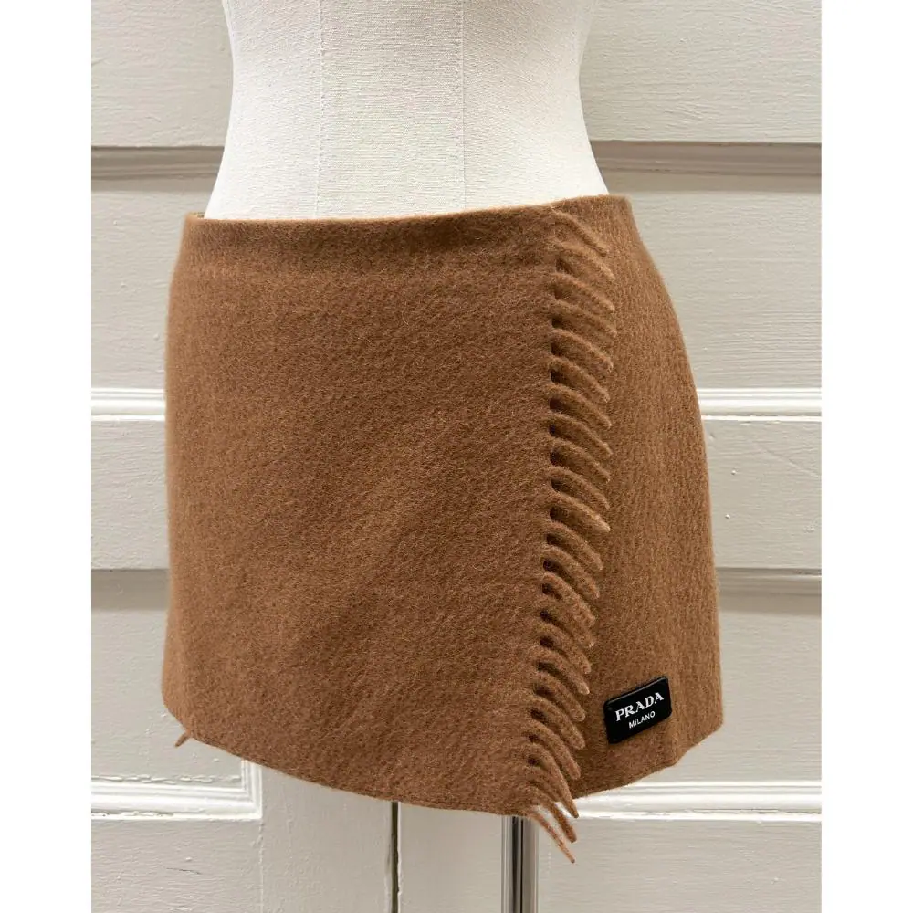 Prada cashmere scarf skirt in camel ~ Size 4