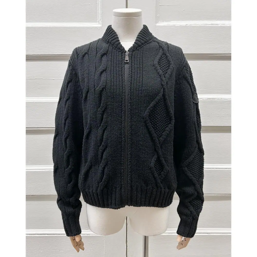 Moncler black knit jacket with a puffer back ~ Size 4/6