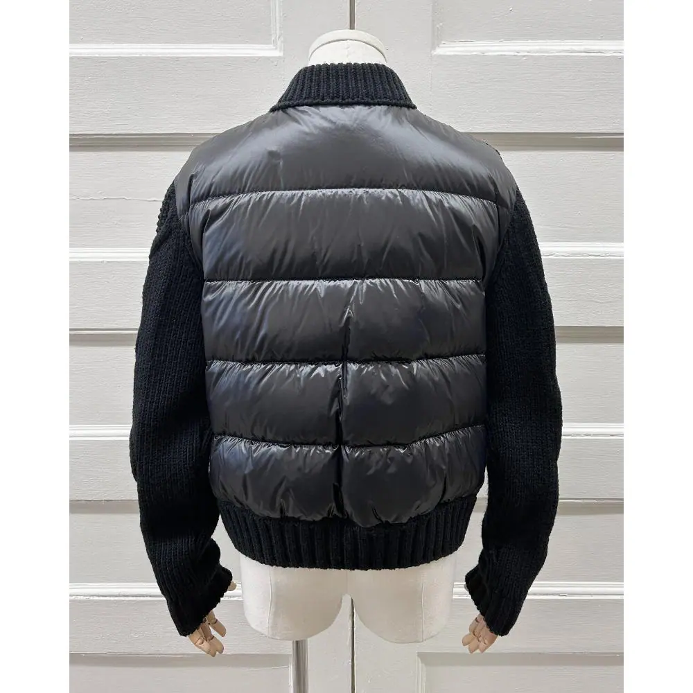Moncler black knit jacket with a puffer back ~ Size 4/6