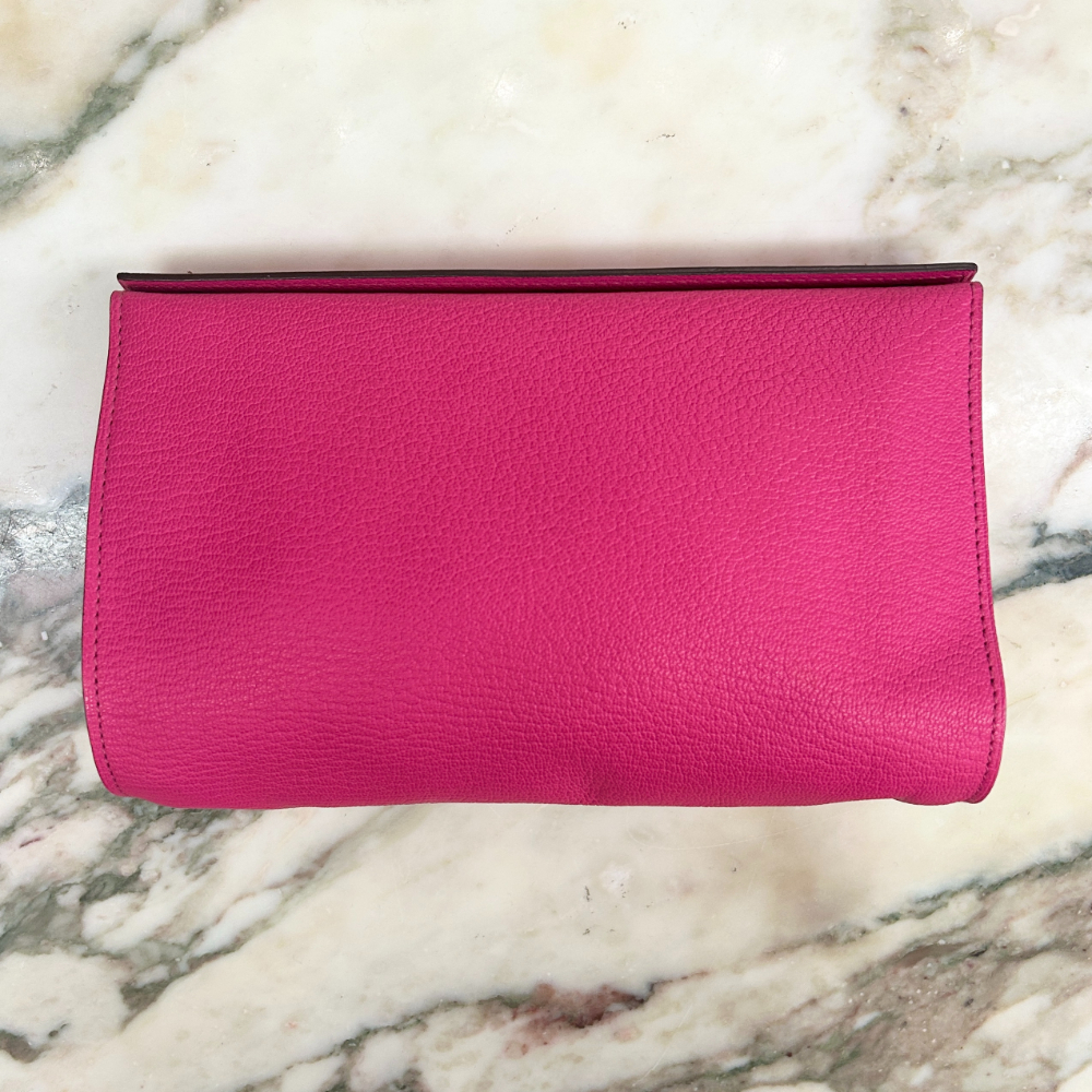 Hermès 2018 Karo GM pouch in Pink Rose Tyrien Chevre leather