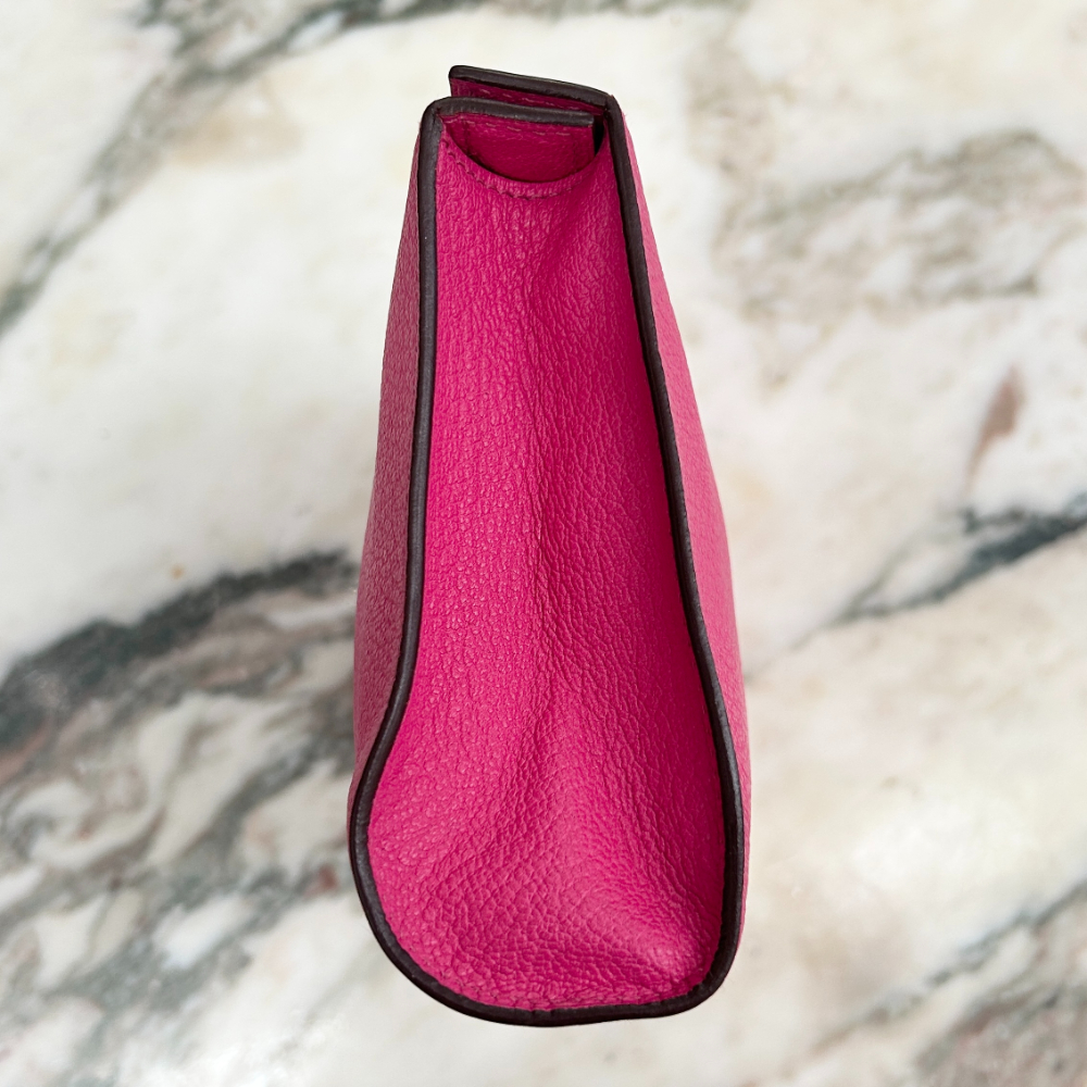 Hermès 2018 Karo GM pouch in Pink Rose Tyrien Chevre leather