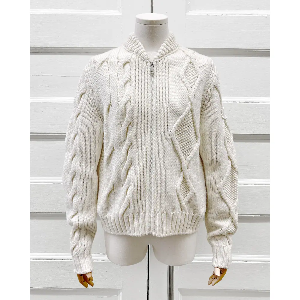 Moncler cream knit jacket with a puffer back ~ Size 4/6