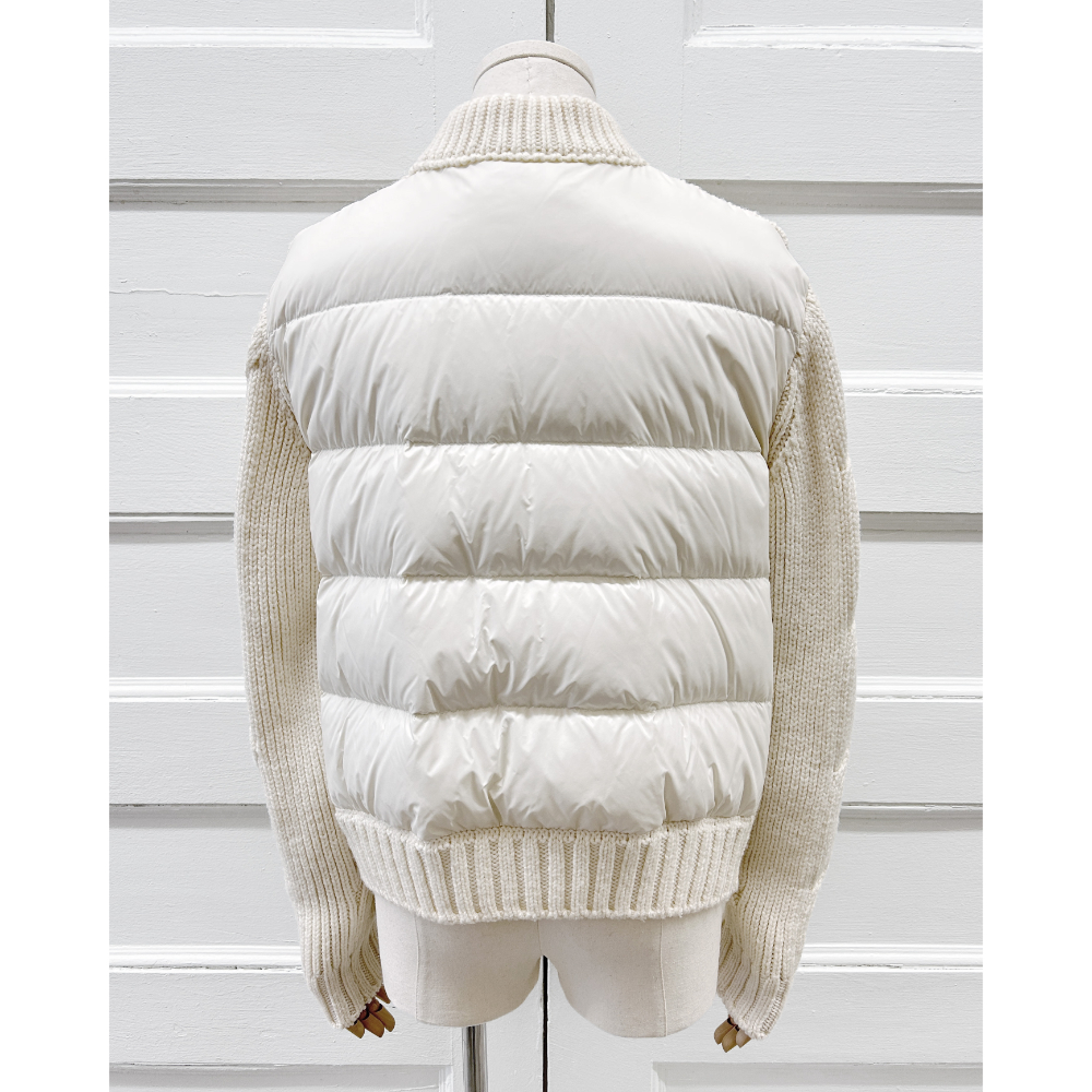 Moncler cream knit jacket with a puffer back ~ Size 4/6