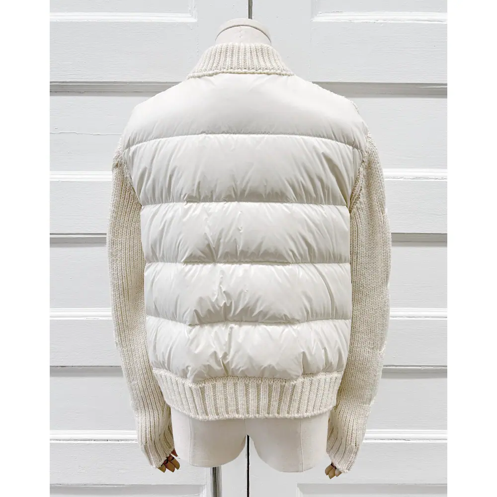 Moncler cream knit jacket with a puffer back ~ Size 4/6