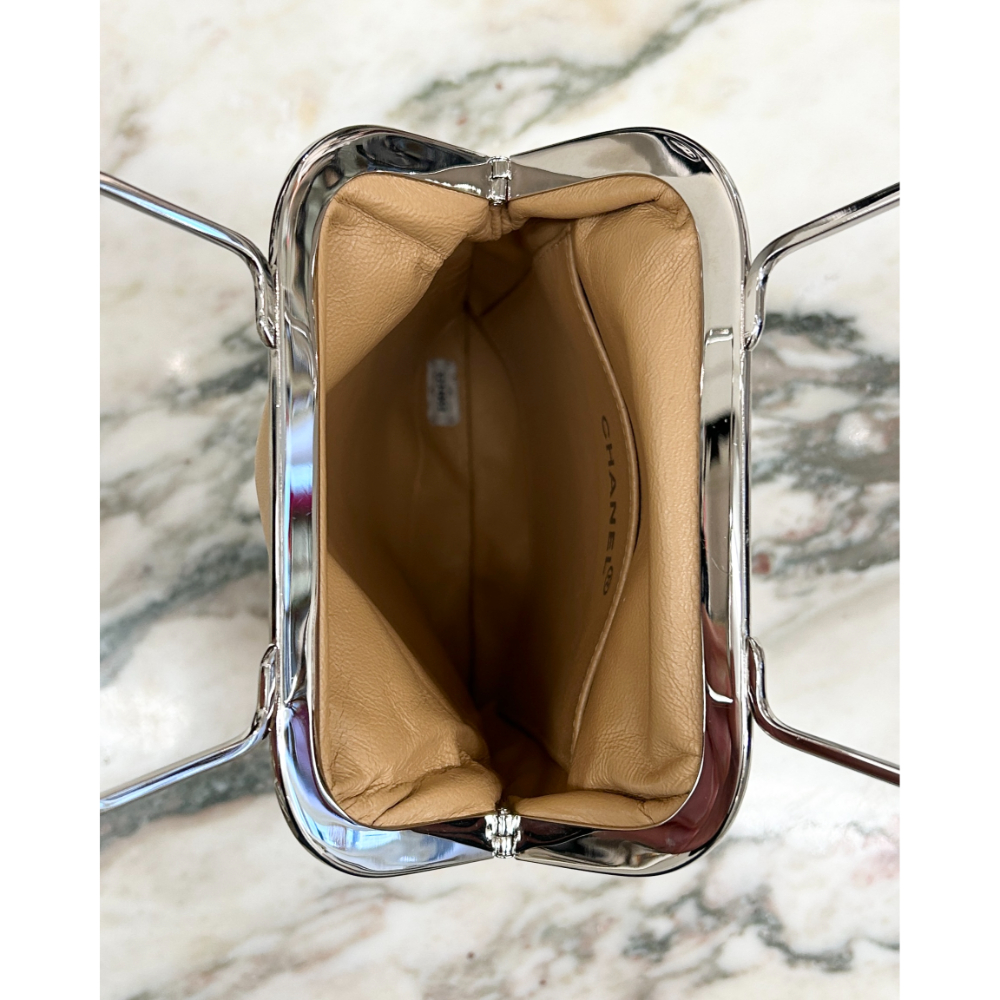 Chanel 1997 camel lambskin Kiss Lock Chocolate Bar bag