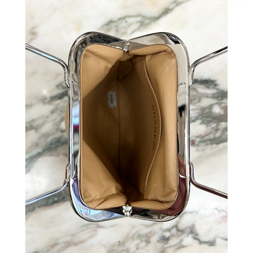 Chanel 1997 camel lambskin Kiss Lock Chocolate Bar bag