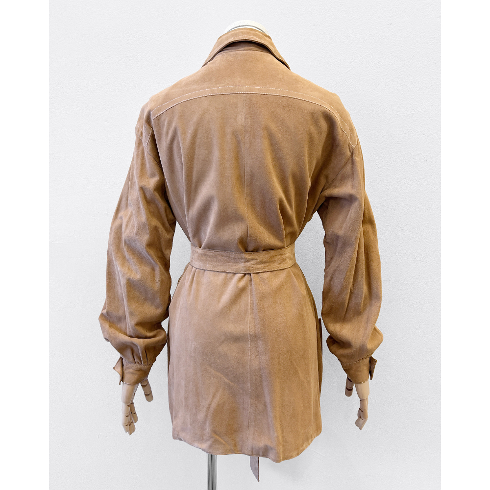 Celine 1980's tan suede safari jacket & belt ~ Size 8
