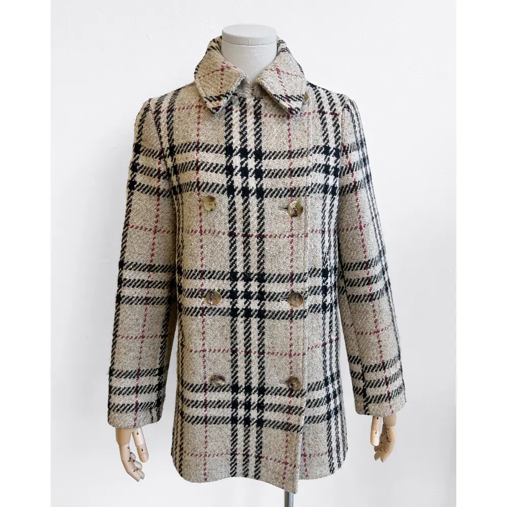 Burberry wool Nova Check double breasted coat ~ Size 6