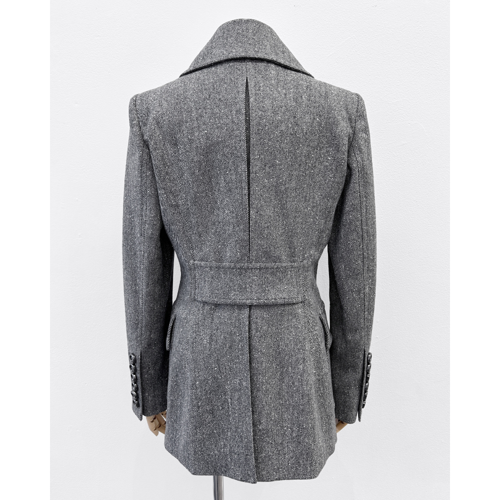 Burberry grey wool twill double breasted pea coat ~ Size 6/8