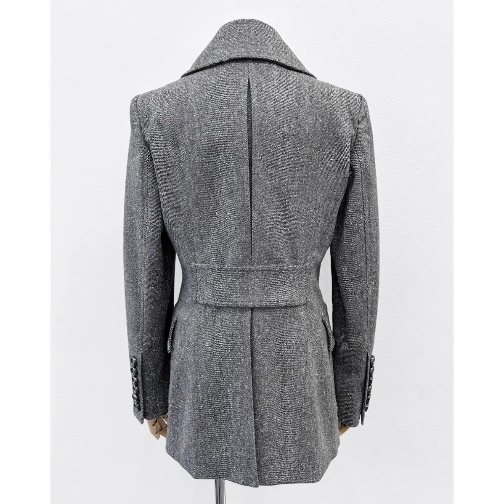 Burberry grey wool twill double breasted pea coat ~ Size 6/8