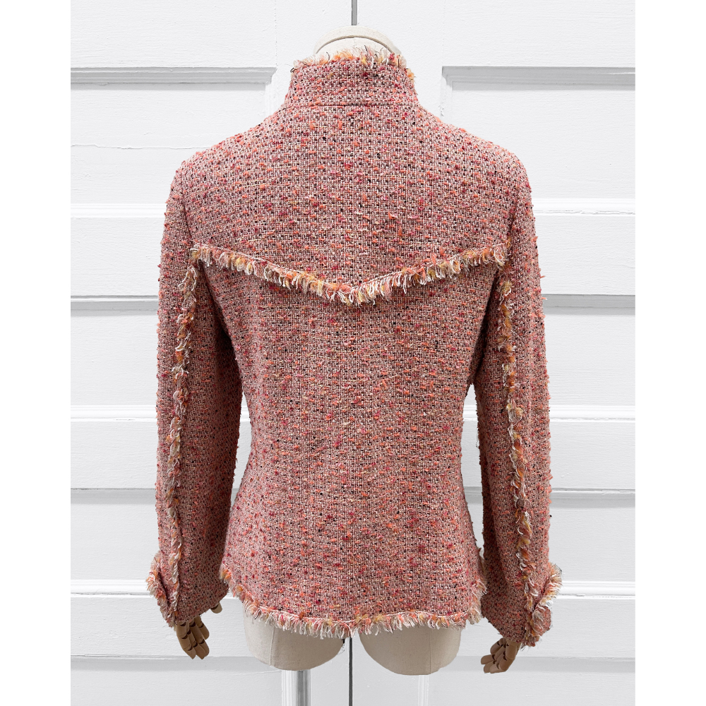 Chanel 2004 salmon tweed zip front jacket ~ Size 8