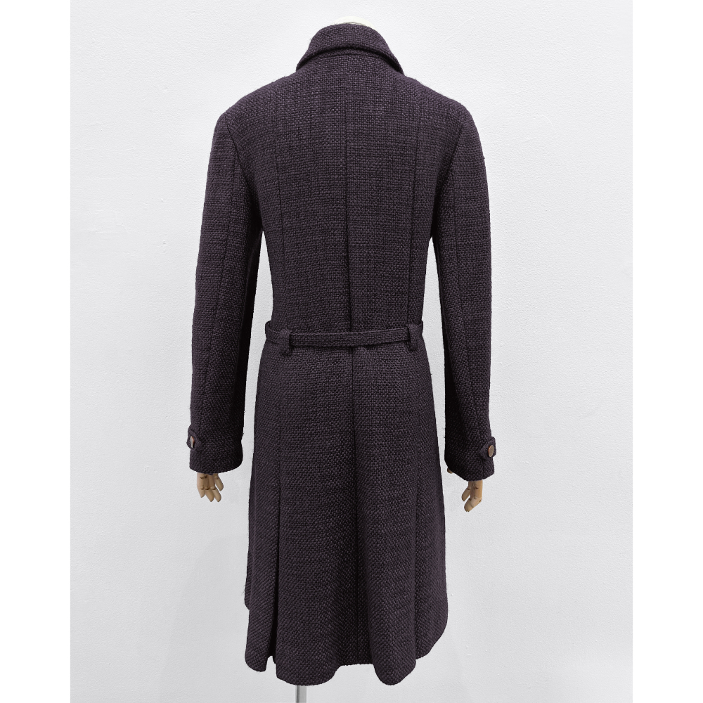 Chanel 2000 dark plum tweed belted coat ~ Size 6