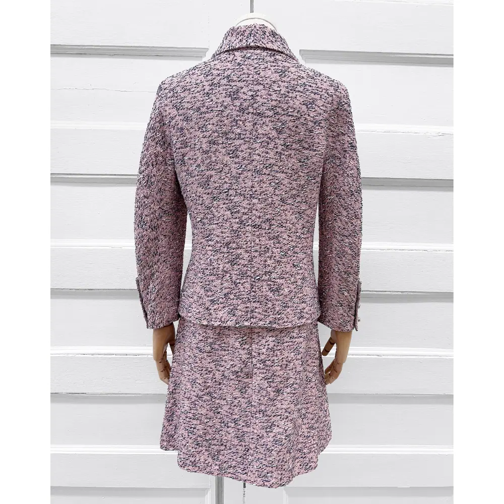 Chanel 2011 pink & black tweed skirt suit ~ Size 8