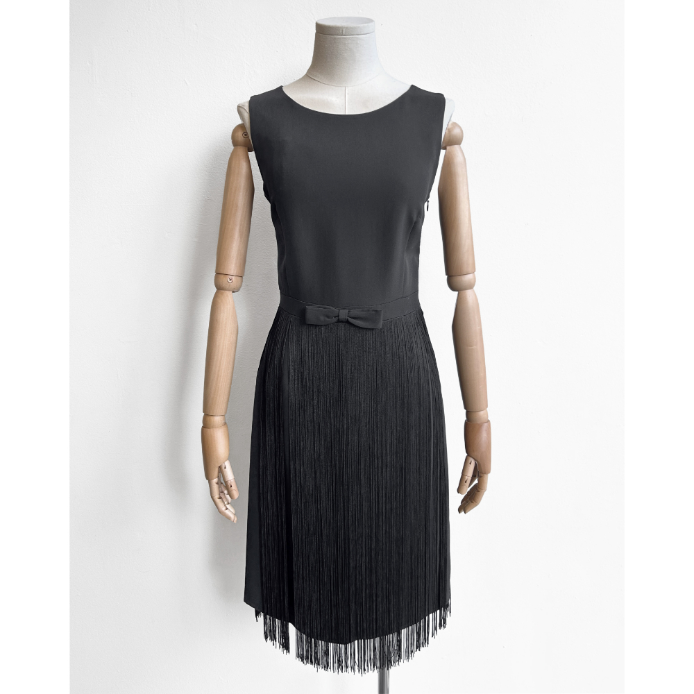 Moschino 1990's black fringe skirt dress ~ Size 4/6