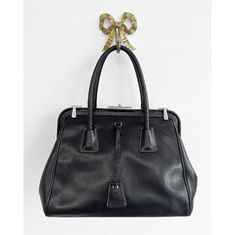Prada 2000's Madras Cerniera Frame bag in black leather
