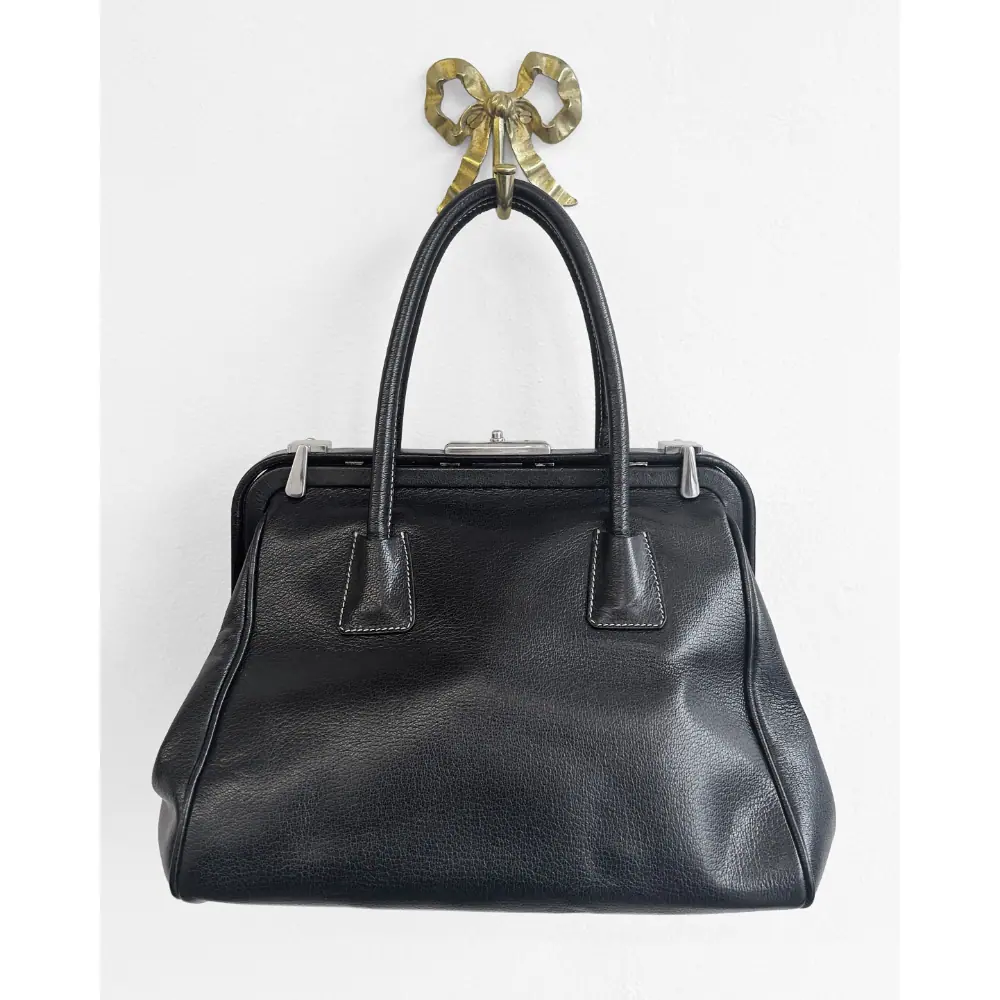 Prada 2000's Madras Cerniera Frame bag in black leather