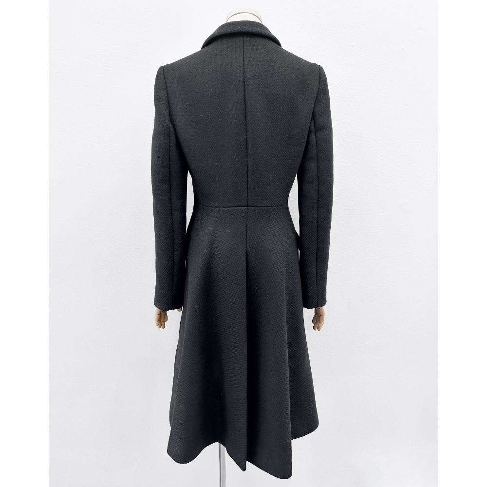 Prada black wool 3/4 length tie waist coat ~ Size 6