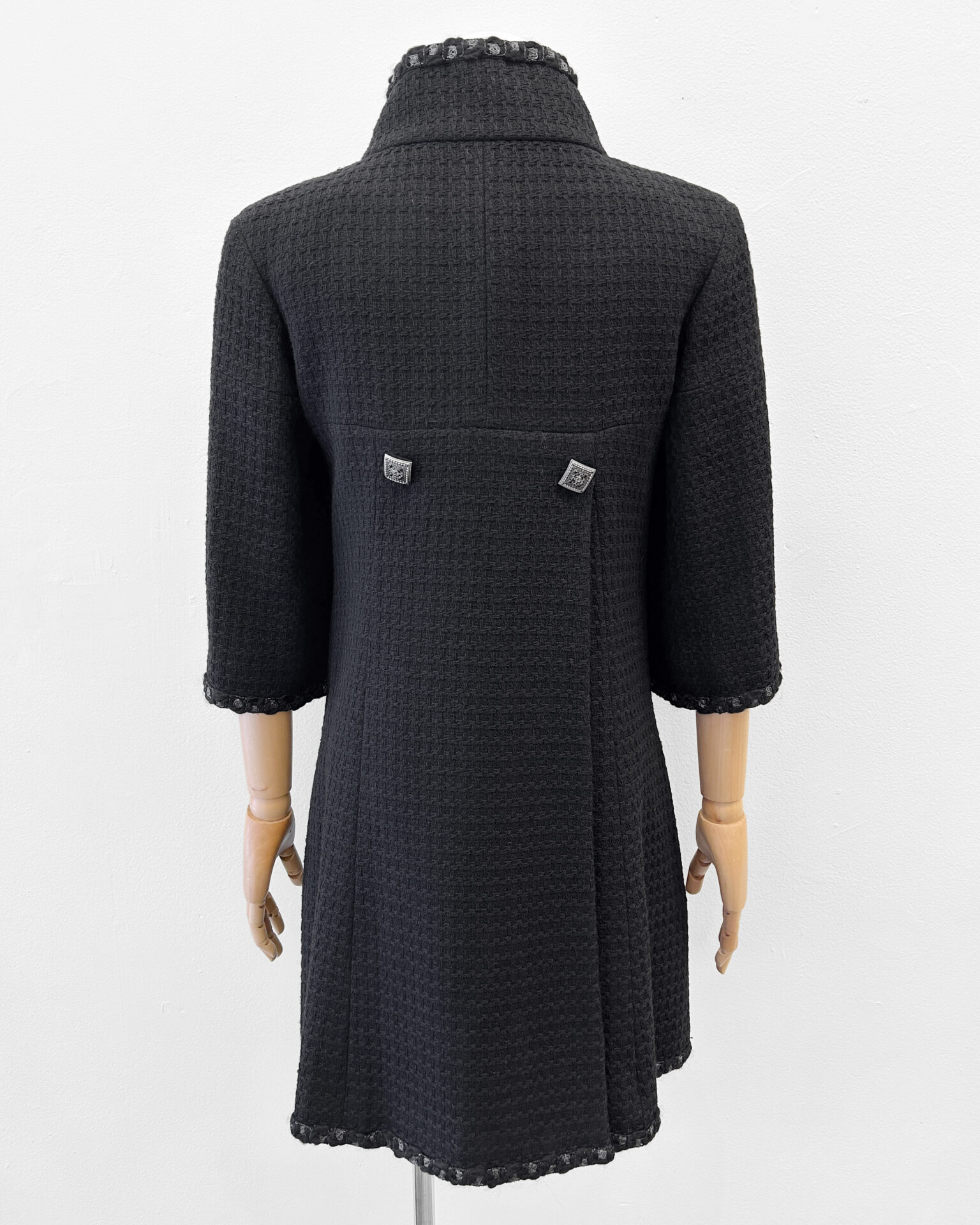 Chanel black wool high neck coat
