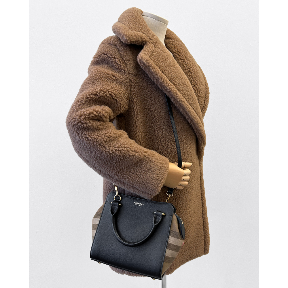 Burberry Mini Banwell check canvas & black leather bag